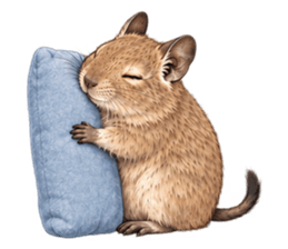 枕にもたれるデグーのスタンプ