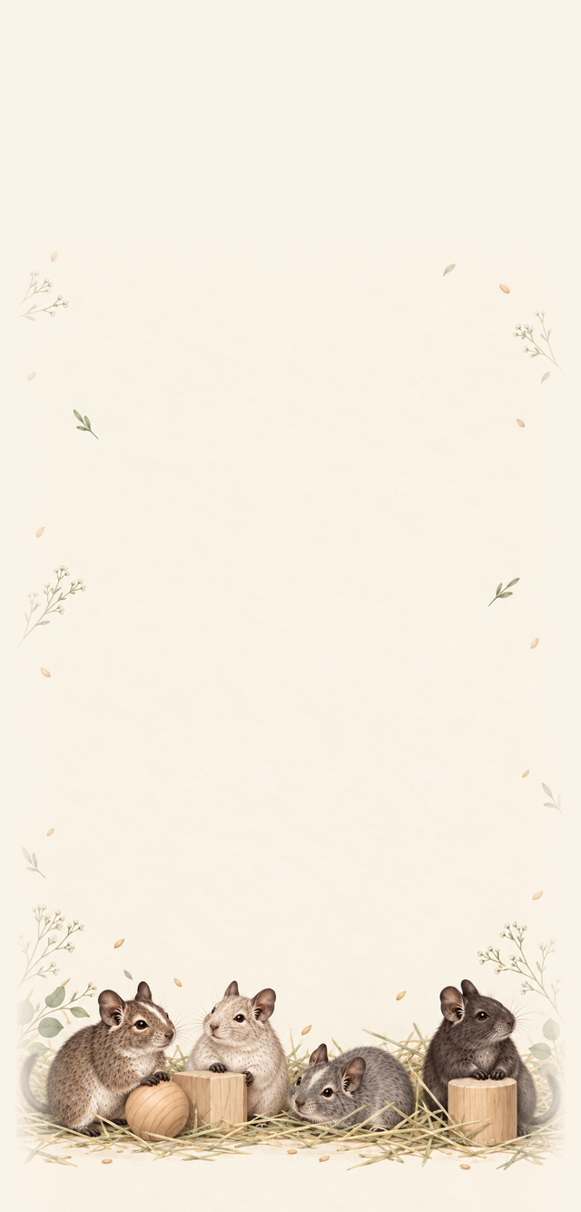 草花とデグーを描いたトーク背景