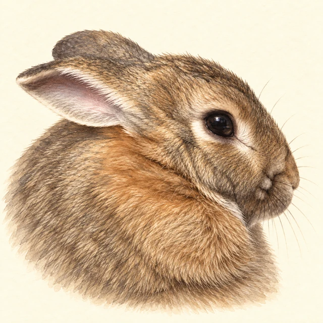 茶色いうさぎ、あめのイラスト