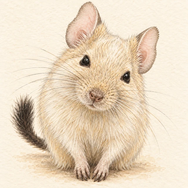 白いデグー、こゆきのイラスト