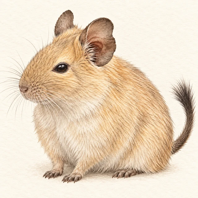 淡い砂色のデグー、のえるのイラスト