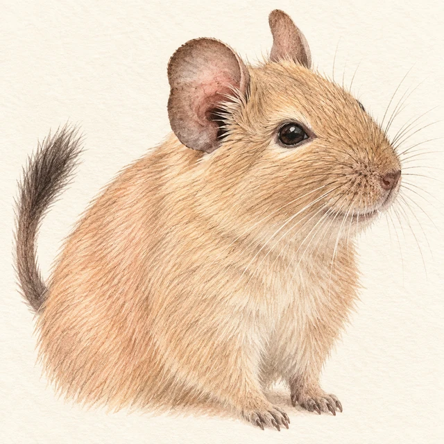 薄い茶色のデグー、ぴんくのイラスト